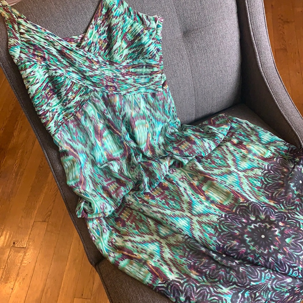 Green and purple print maxi